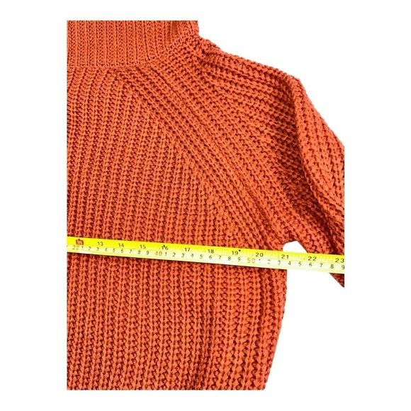 Cozy Orange Cowl Neck Sweater  Chunky Cropped  size M - Picture 3 of 8